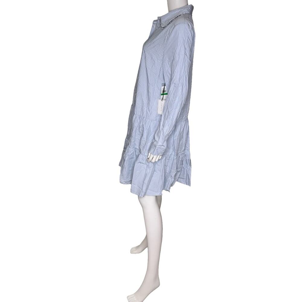 1.STATE Women's Embellished-Collar Tiered Cotton Dress Windward Blue Sz L - Picture 4 of 11